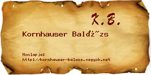 Kornhauser Balázs névjegykártya
